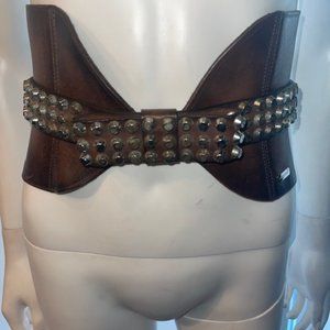 DSQUARED Leather Studded Runway Belt / XS